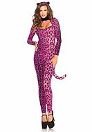 Leopardin (Frau), Kostüm-Catsuit, passendes Zubehör, Schwanz